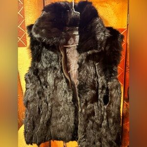 Black Faux Fur Vest with Plush Collar